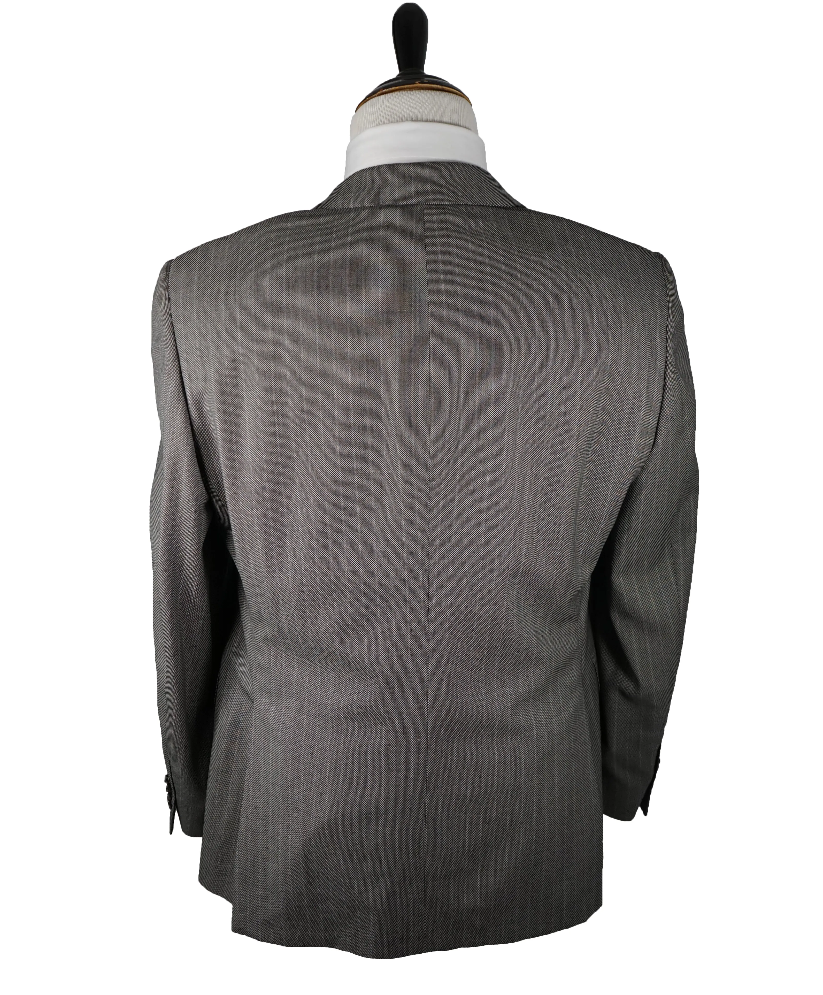 SAMUELSOHN - Super 130’s Textured Wool Gray Birdseye Stripe Suit - 42R