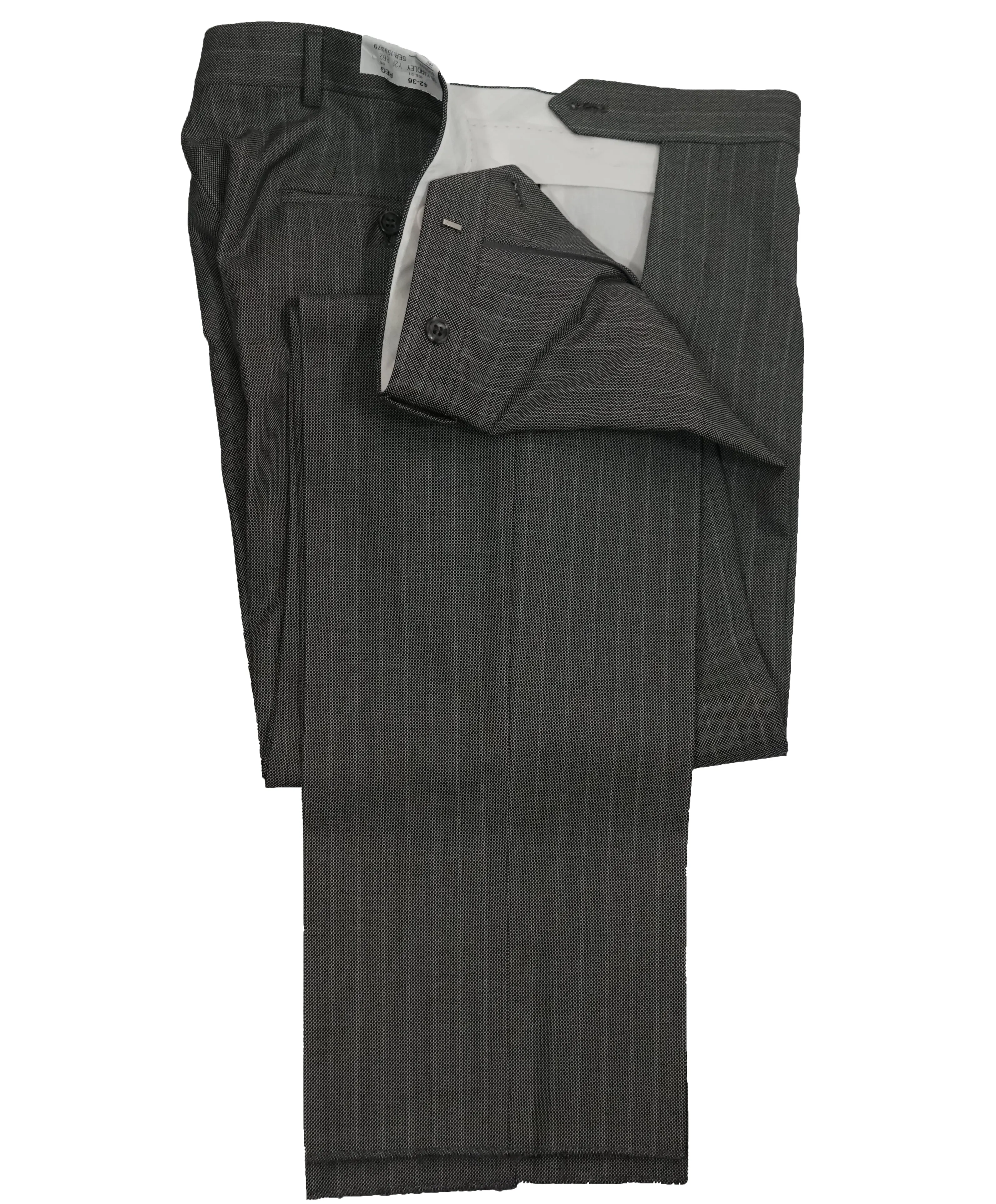SAMUELSOHN - Super 130’s Textured Wool Gray Birdseye Stripe Suit - 42R