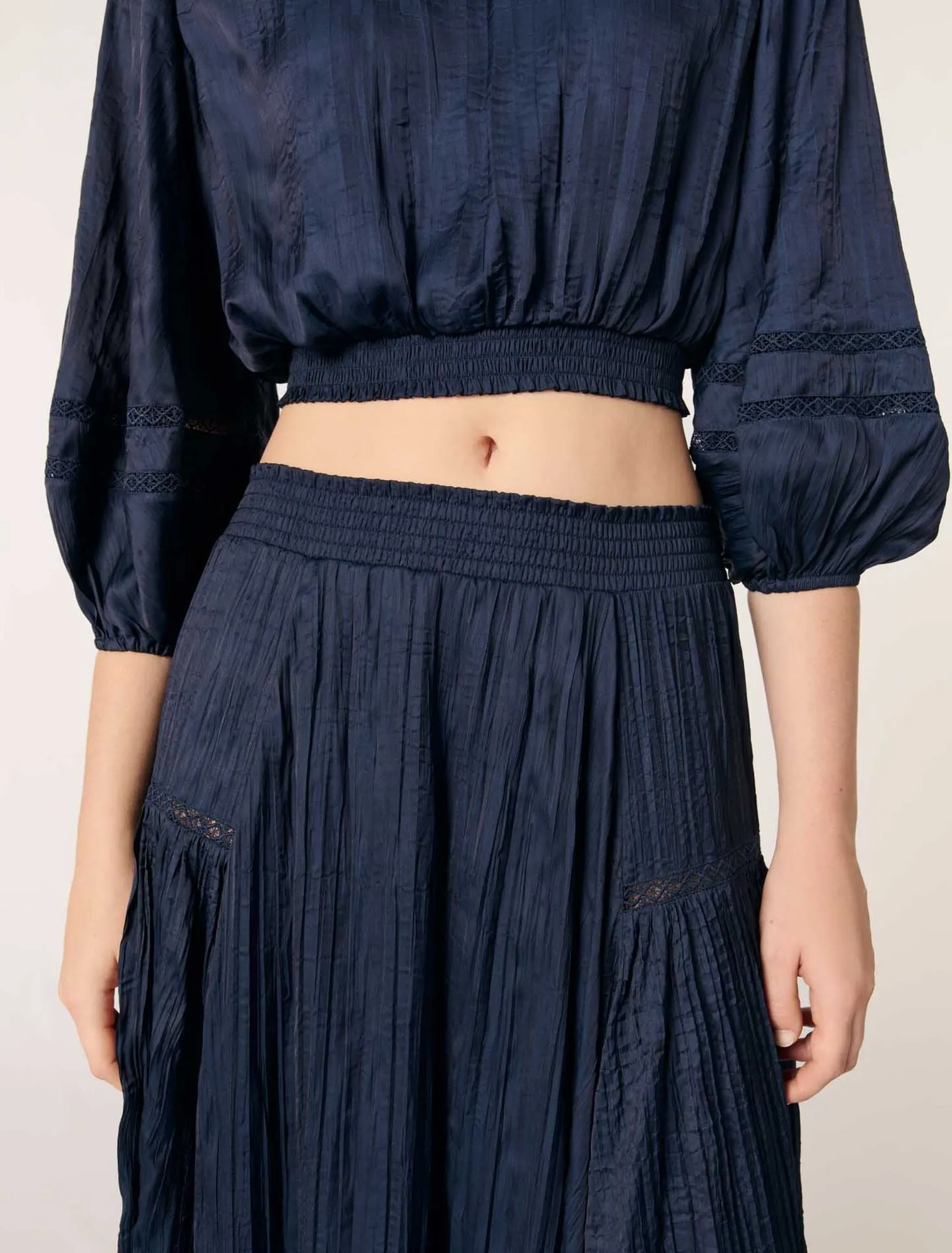 Satin-effect maxi skirt