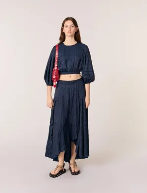 Satin-effect maxi skirt