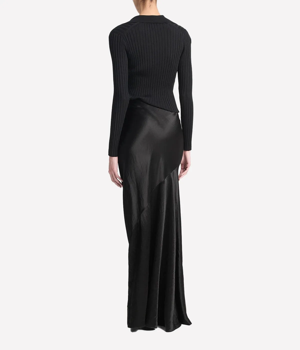 Satin Maxi Skirt in Black