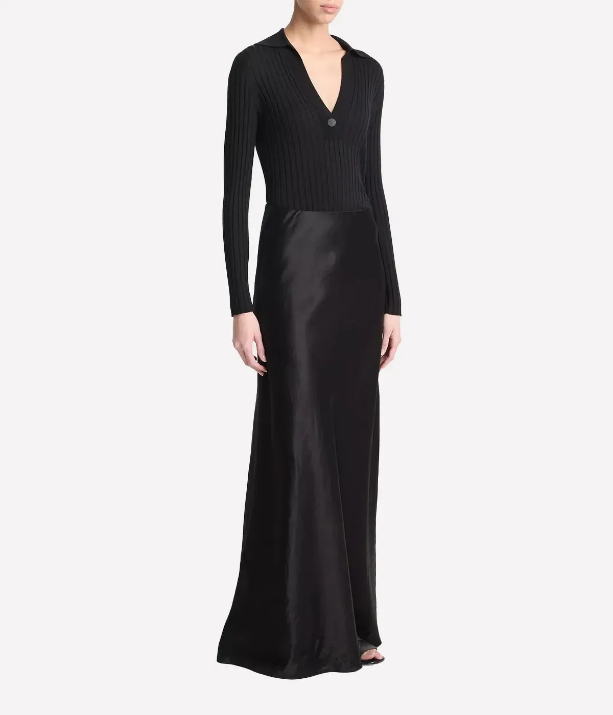 Satin Maxi Skirt in Black