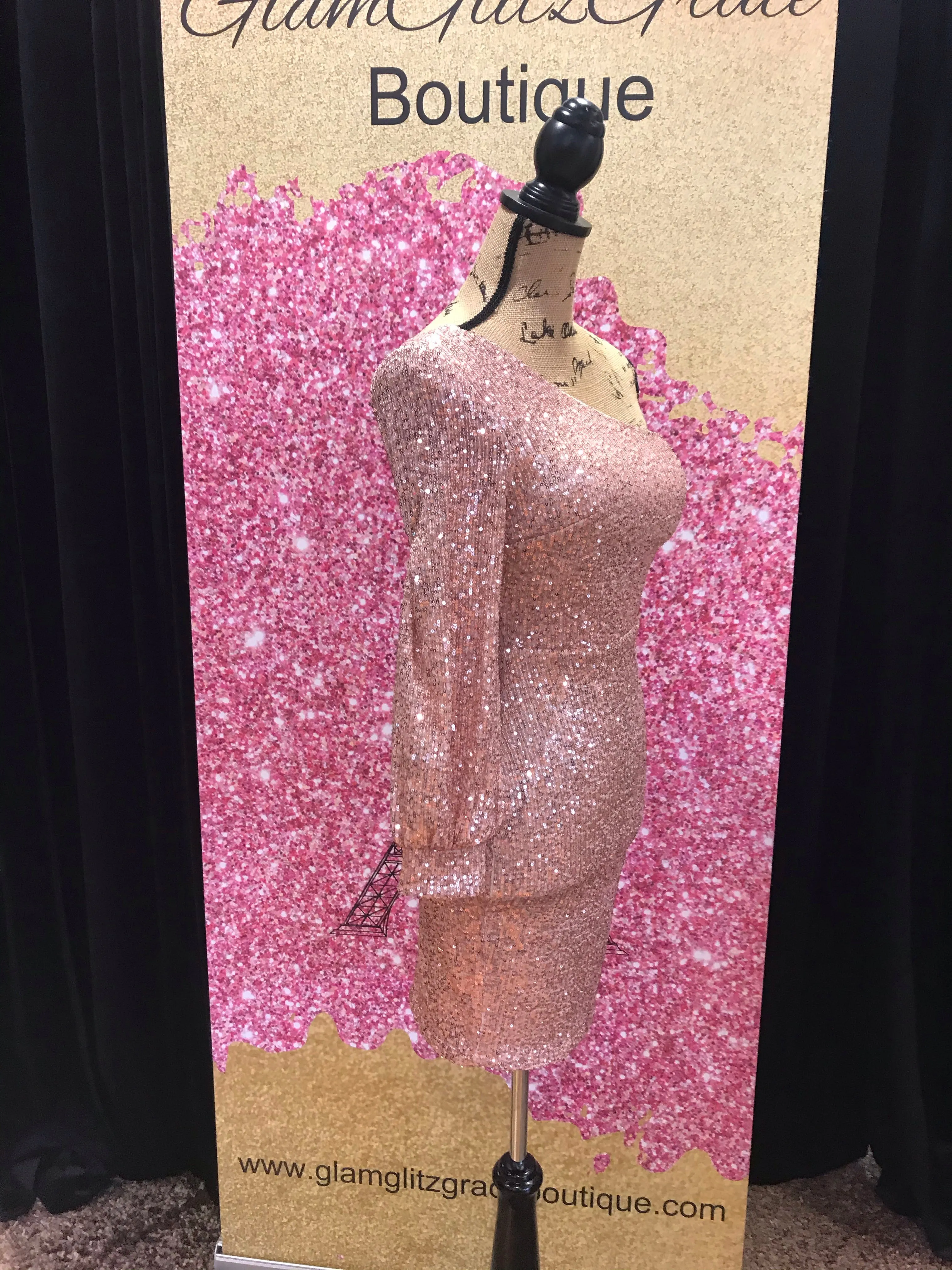 Sequin off the shoulder dress