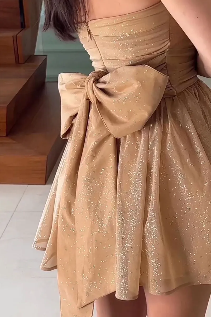 Sexy Celebrities Solid Sequined Strapless Sleeveless Dresses