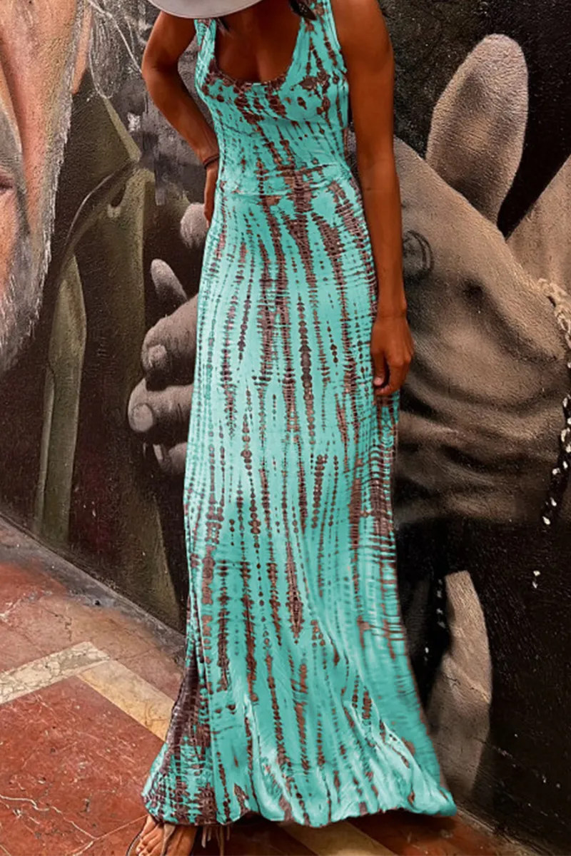 Sexy Striped Patchwork Backless U Neck Vest Dresses