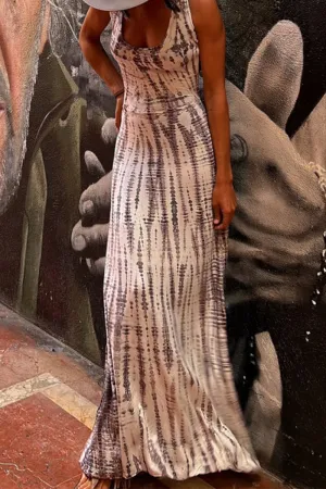 Sexy Striped Patchwork Backless U Neck Vest Dresses