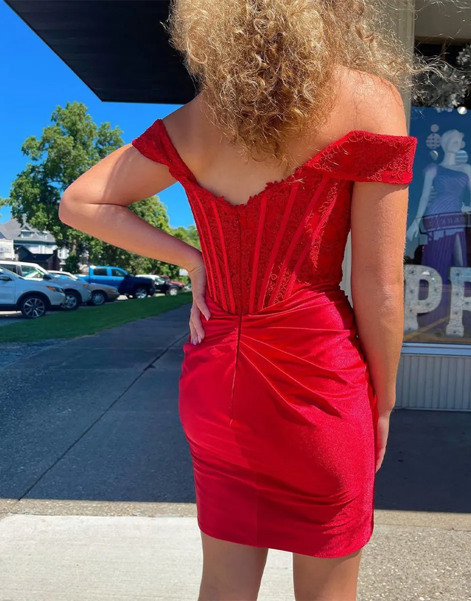 Sheath Off the Shoulder Corset Homecoming Dresses