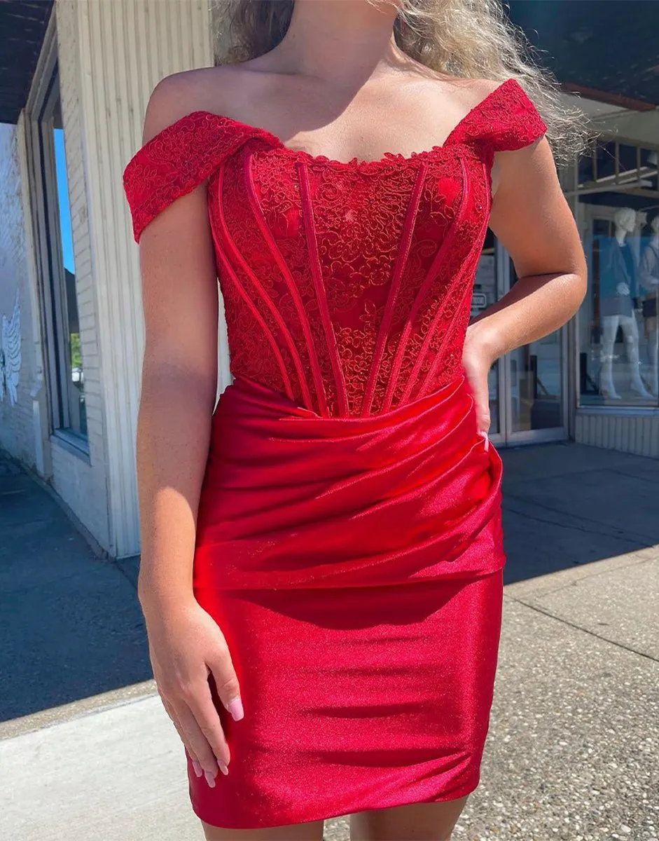 Sheath Off the Shoulder Corset Homecoming Dresses