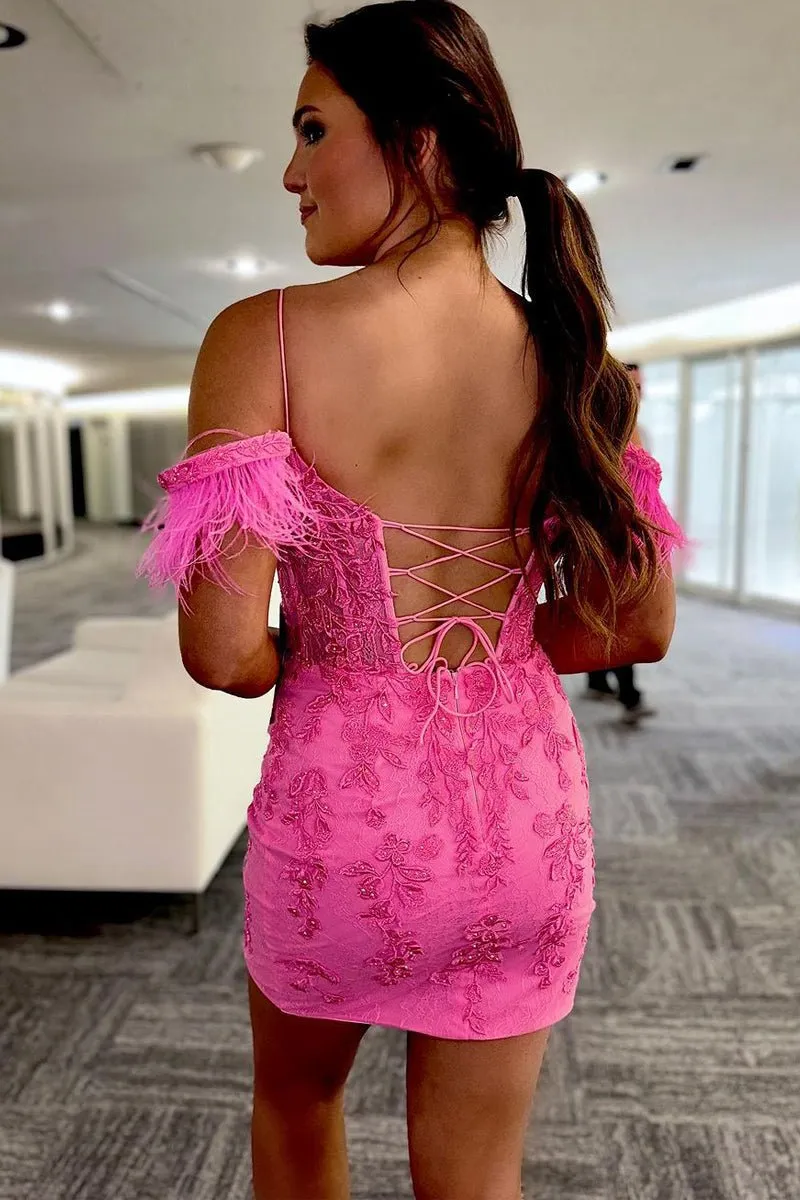 Sheath Off the Shoulder Lace Homecoming Dresses