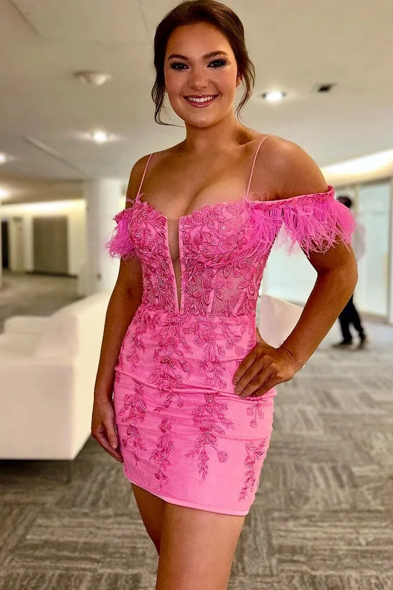 Sheath Off the Shoulder Lace Homecoming Dresses