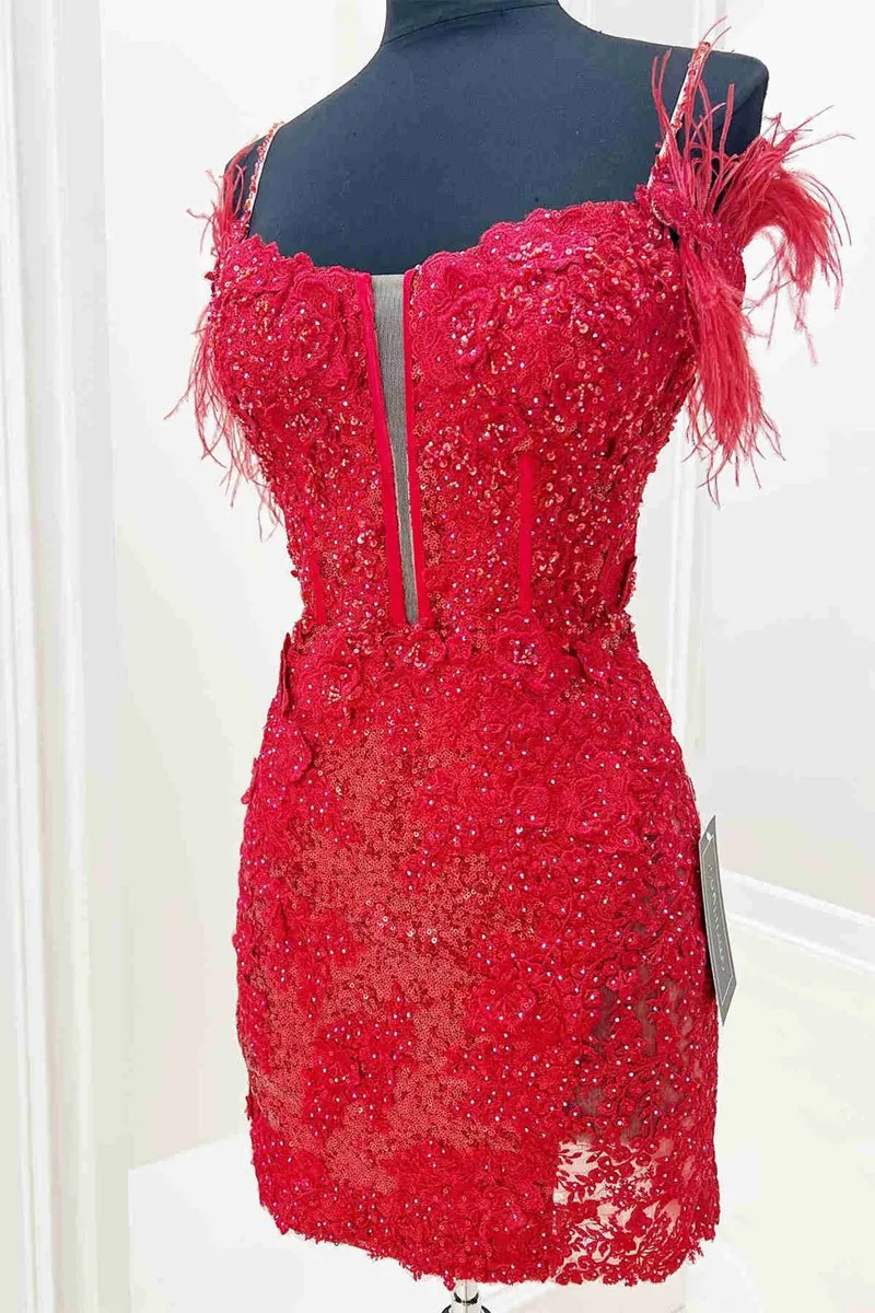 Sheath Off the Shoulder Lace Homecoming Dresses