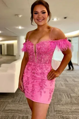 Sheath Off the Shoulder Lace Homecoming Dresses