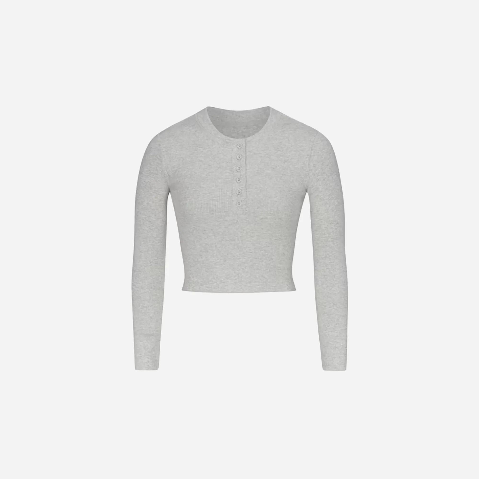 Skims Long Sleeve Crop Henley Cotton Rib