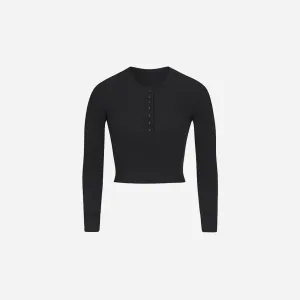 Skims Long Sleeve Crop Henley Cotton Rib