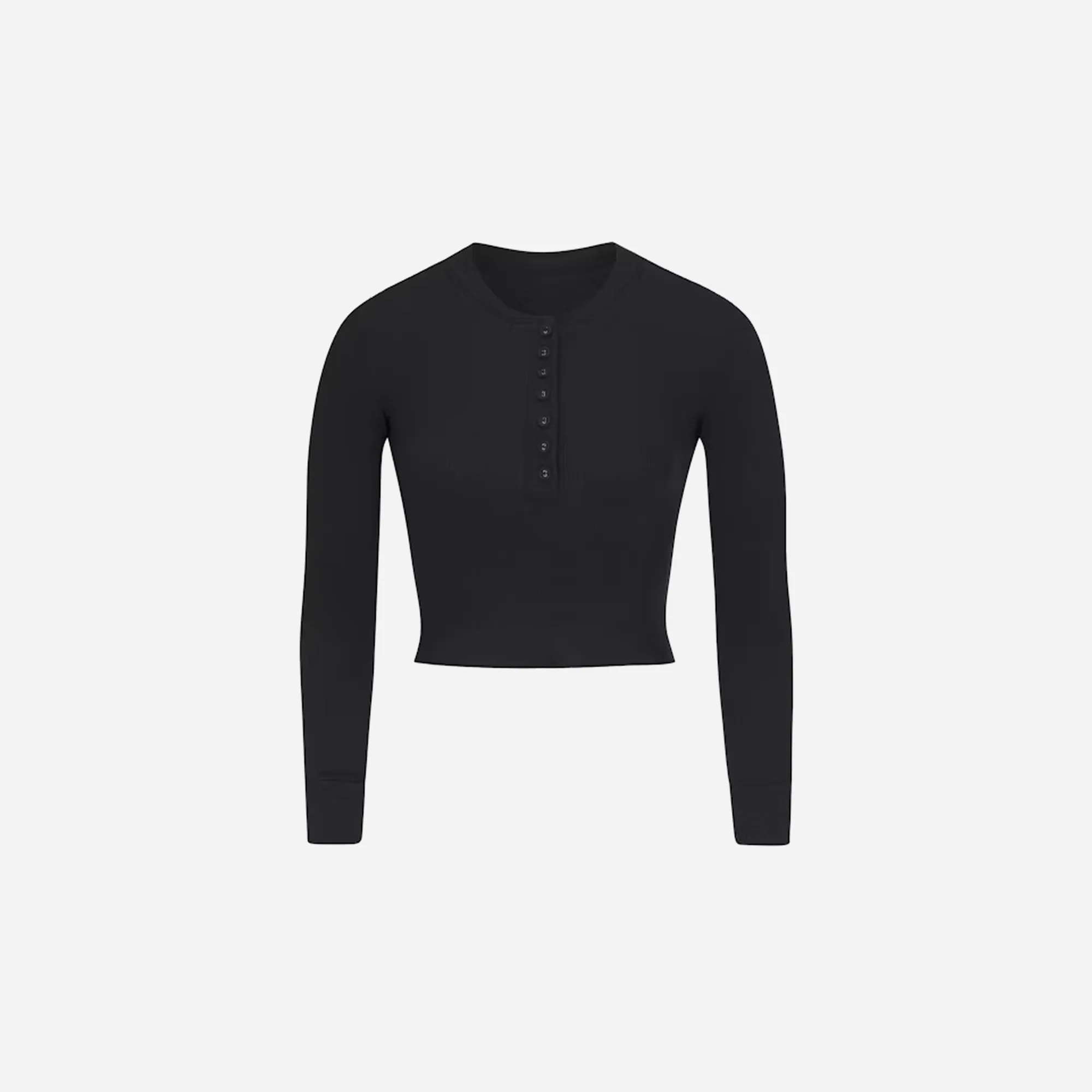 Skims Long Sleeve Crop Henley Cotton Rib