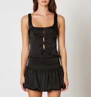 Sleeveless Satin Bow Top