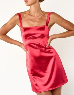 Sleeveless Satin Mini Dressi