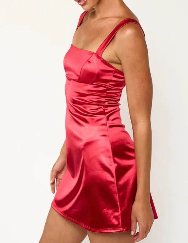 Sleeveless Satin Mini Dressi