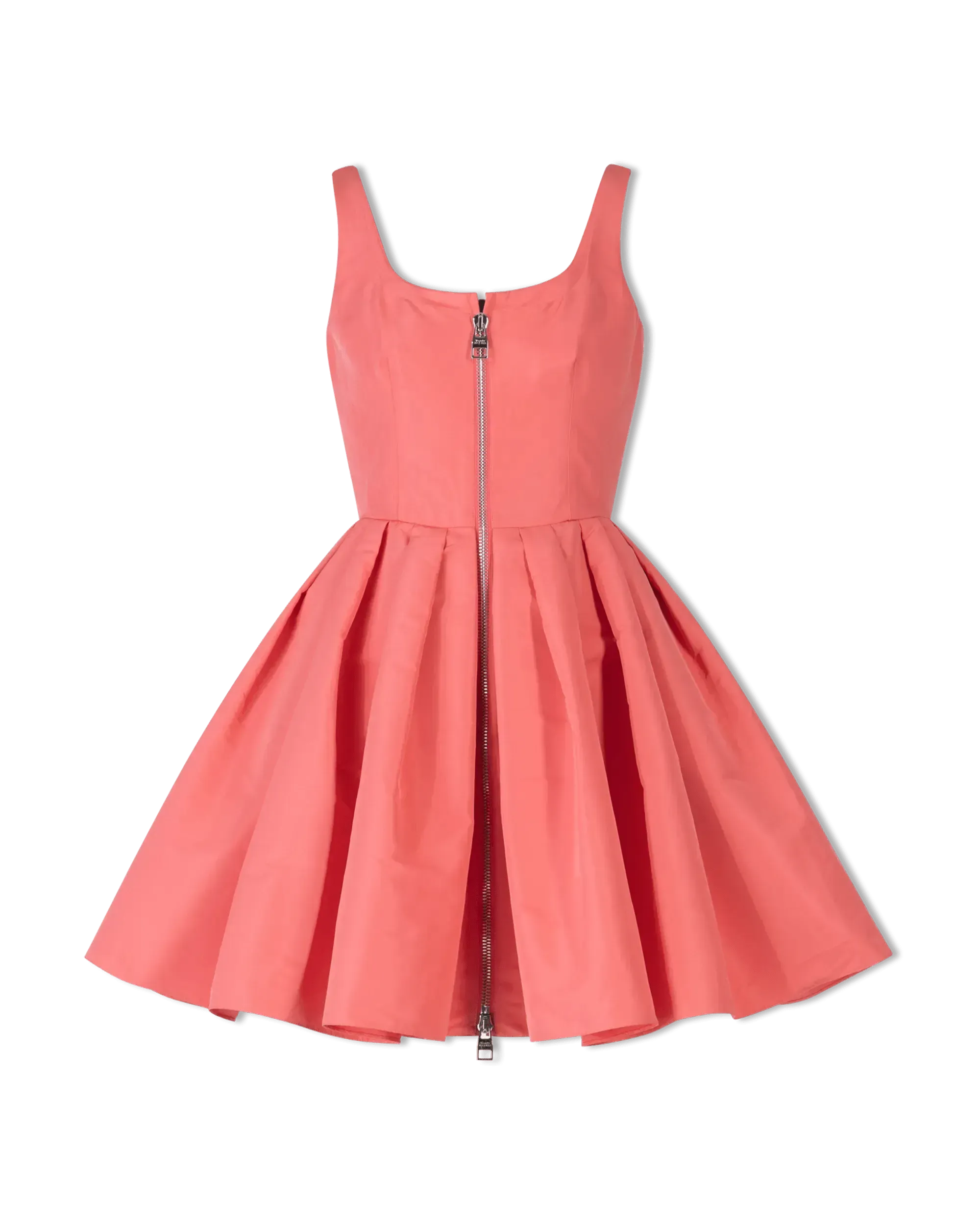 Sleeveless Taffeta Zipfront Mini Dress