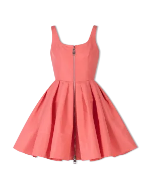 Sleeveless Taffeta Zipfront Mini Dress