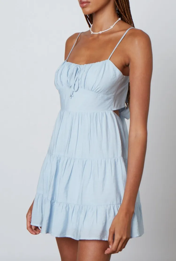 Sleeveless Tie Back Tiered Mini Dress