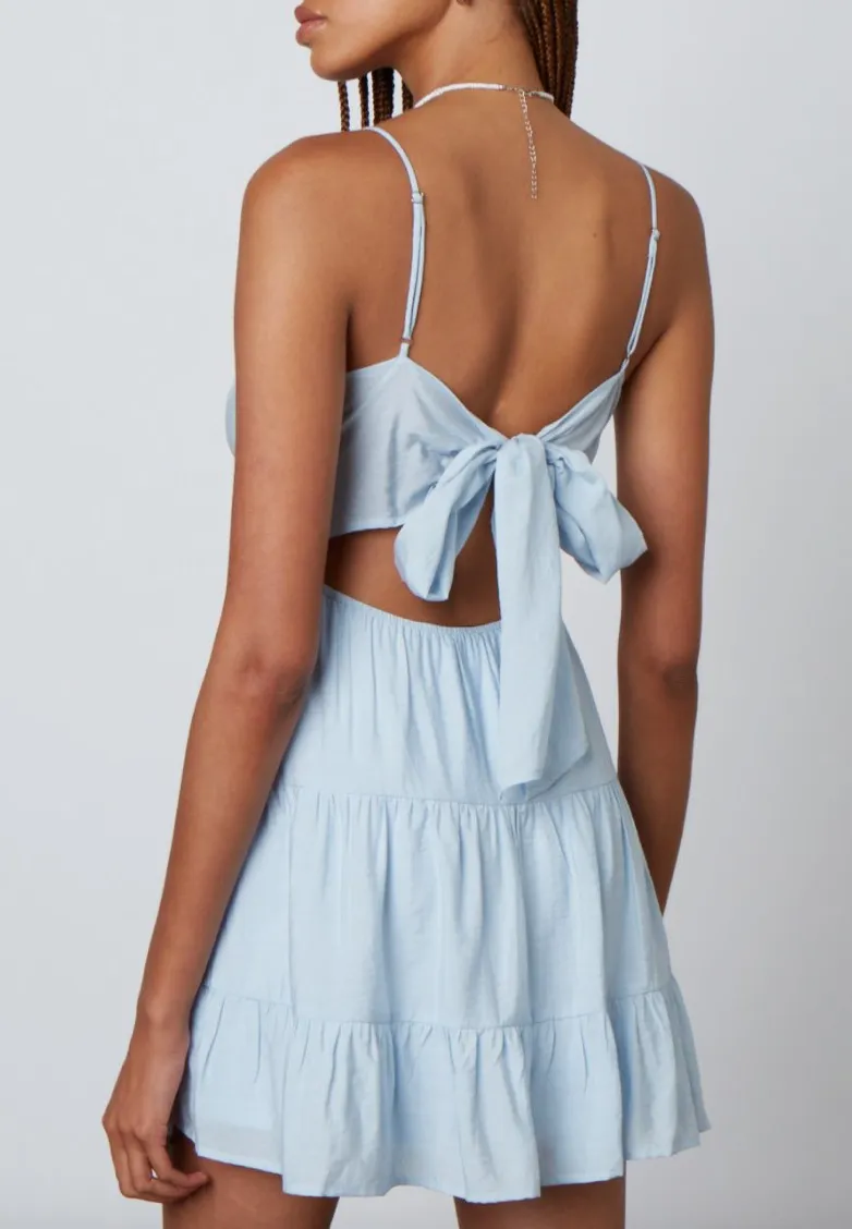 Sleeveless Tie Back Tiered Mini Dress