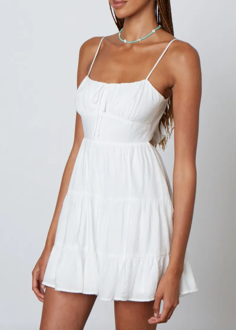 Sleeveless Tie Back Tiered Mini Dress