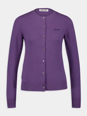 Slim-Fit Purple Cashmere Knit Cardigan