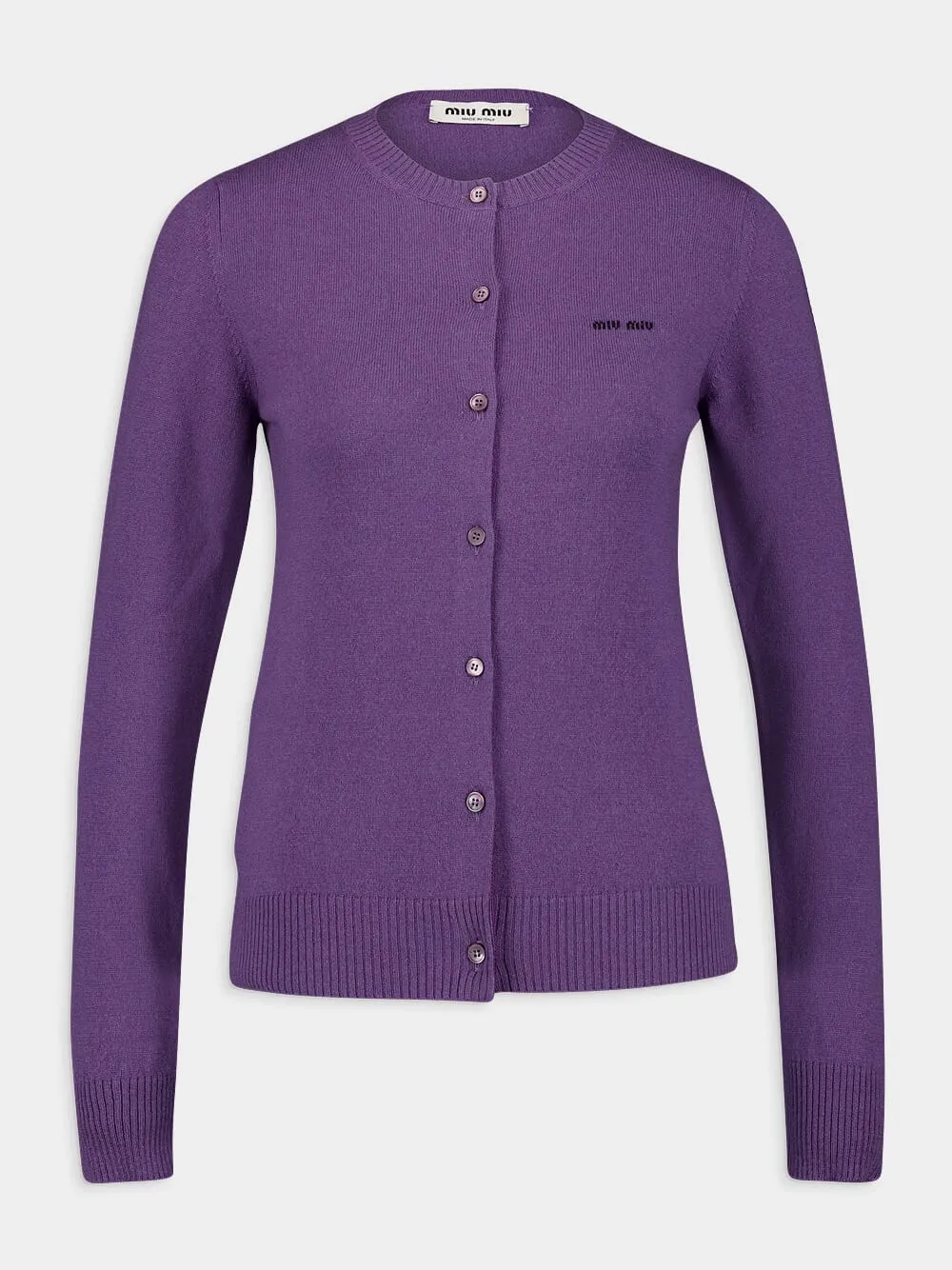 Slim-Fit Purple Cashmere Knit Cardigan