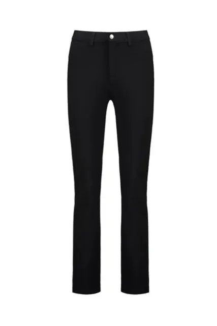 Slim Leg Full Length Ponti Pant With Fly - Black