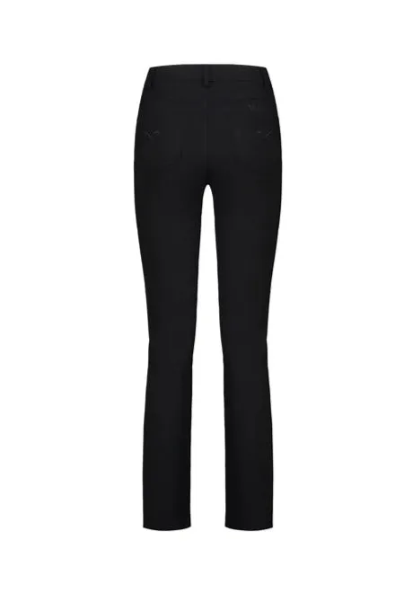 Slim Leg Full Length Ponti Pant With Fly - Black