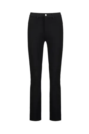 Slim Leg Full Length Ponti Pant With Fly - Black