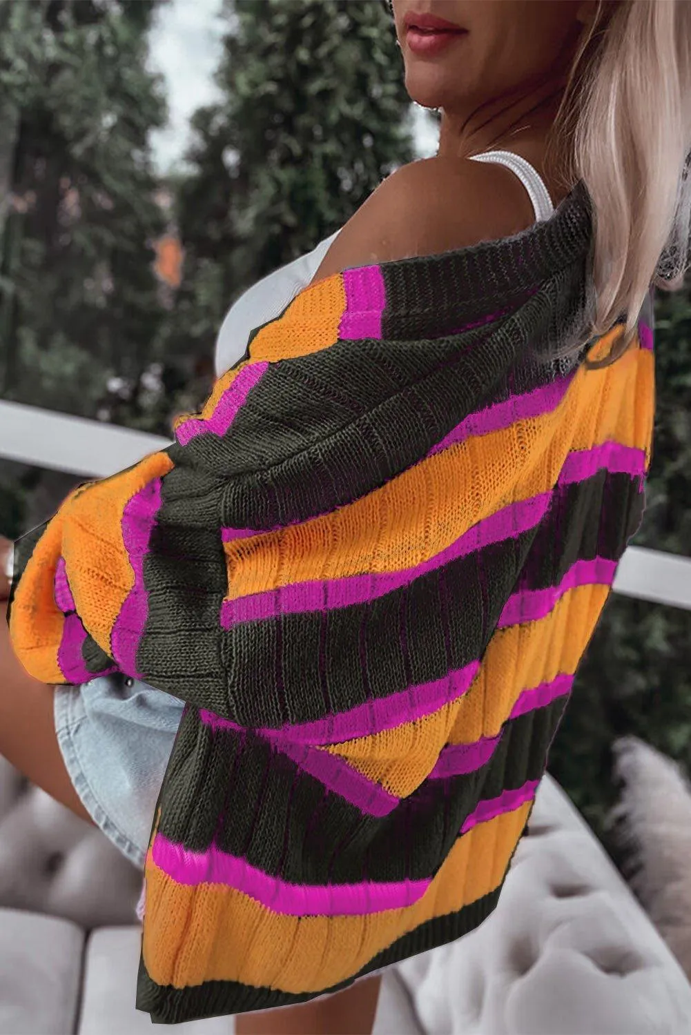 Slouchy Orange Striped Cardigan