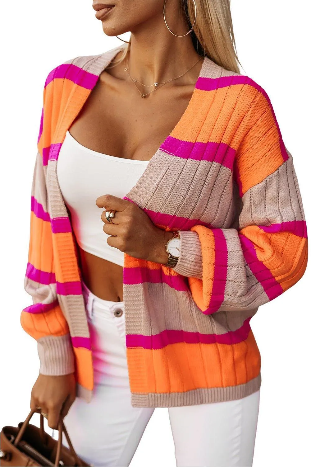 Slouchy Orange Striped Cardigan