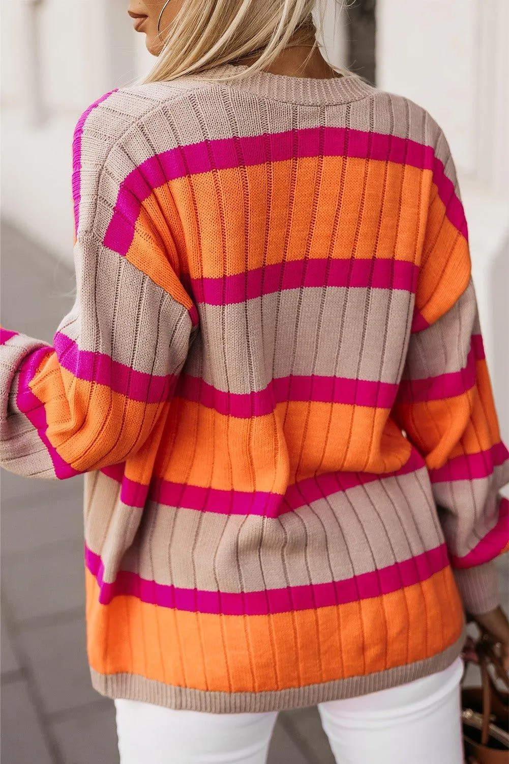 Slouchy Orange Striped Cardigan