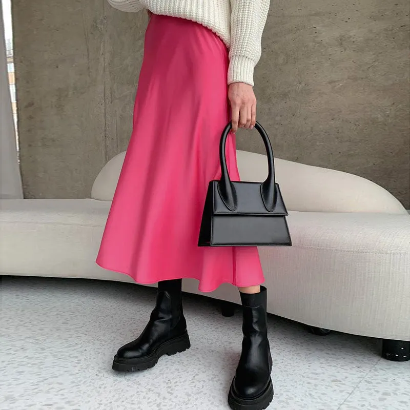 Soft Trumpet High Waist Satin Skirts