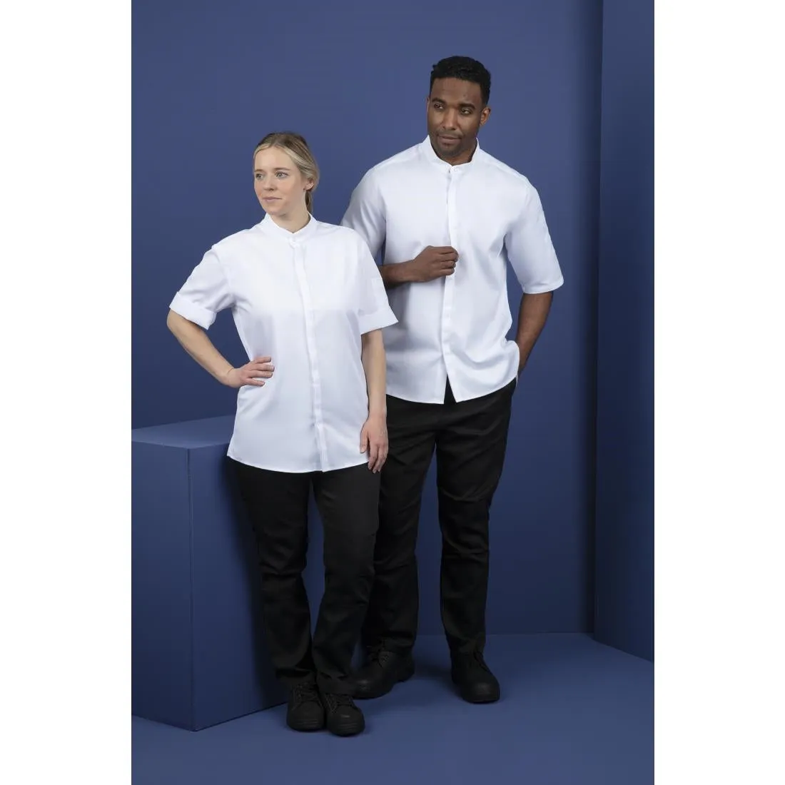 Southside Band Collar Chef Jacket White M