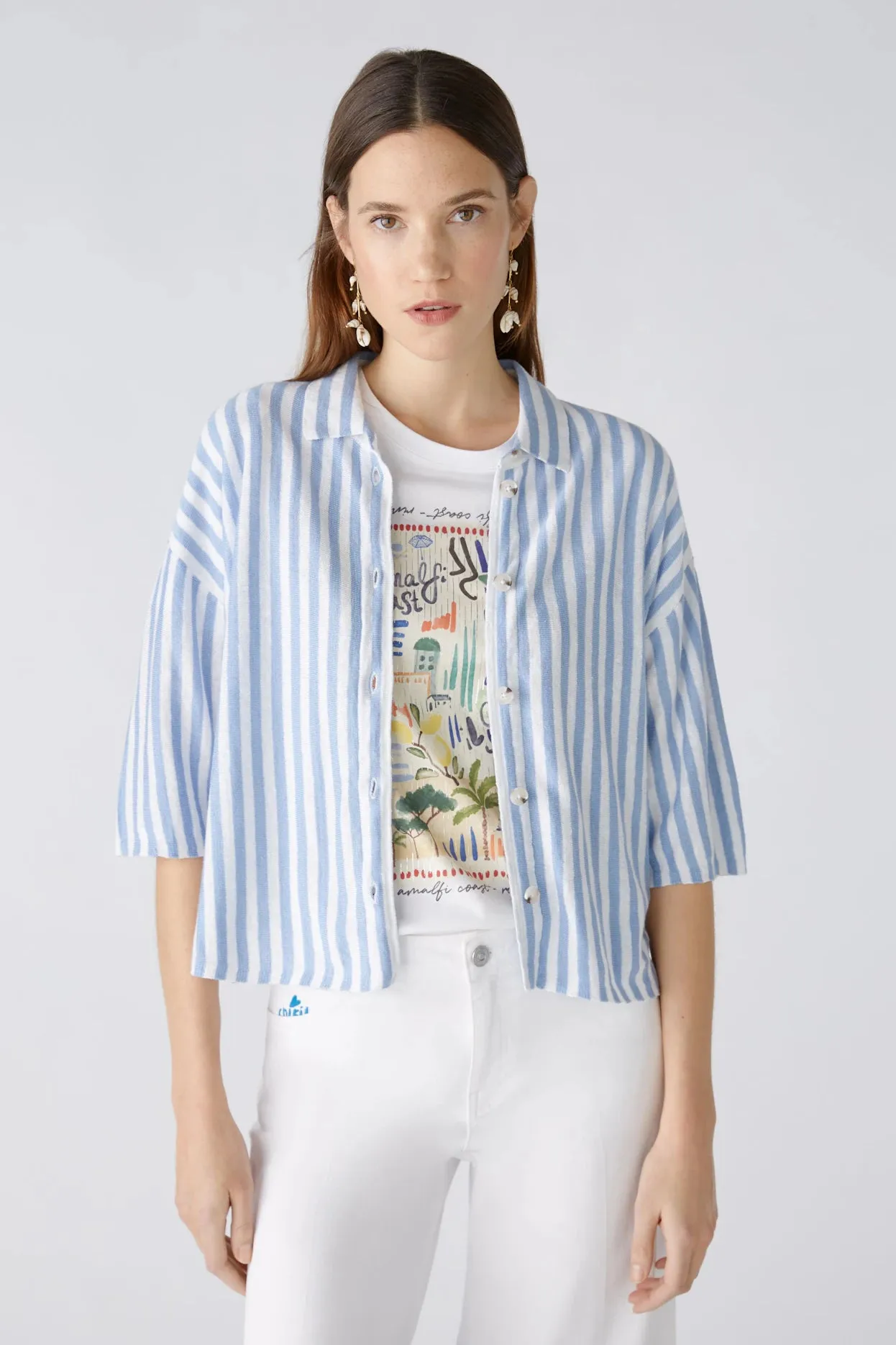 Splurge-Cardigan Offwhite Blue
