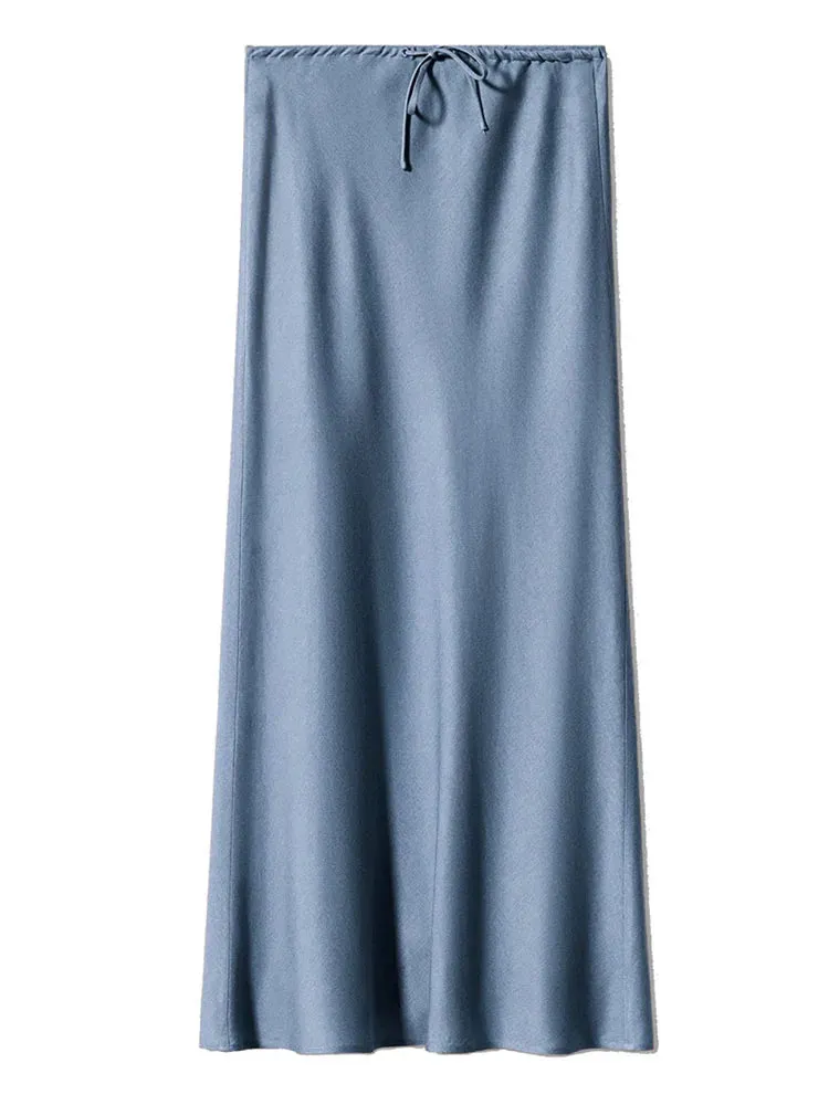 Spring Summer Straight Maxi Satin Silk Skirts
