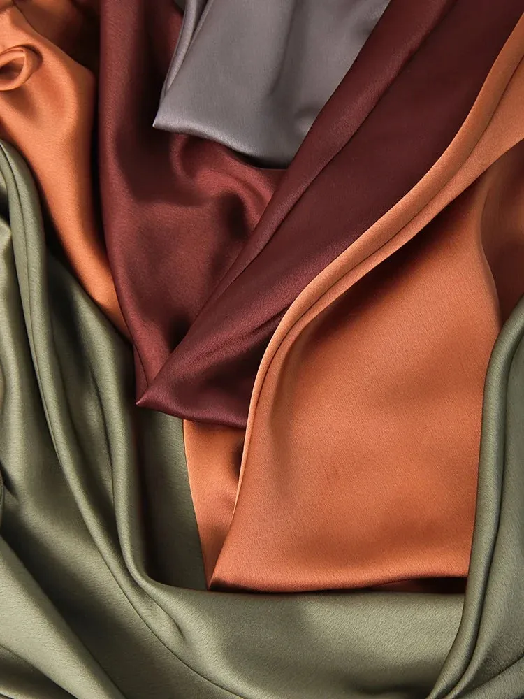 Spring Summer Straight Maxi Satin Silk Skirts