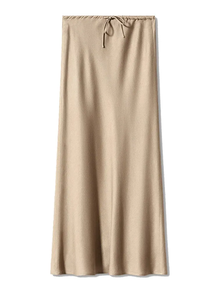 Spring Summer Straight Maxi Satin Silk Skirts