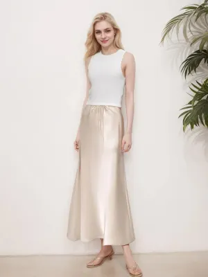 Spring Summer Straight Maxi Satin Silk Skirts