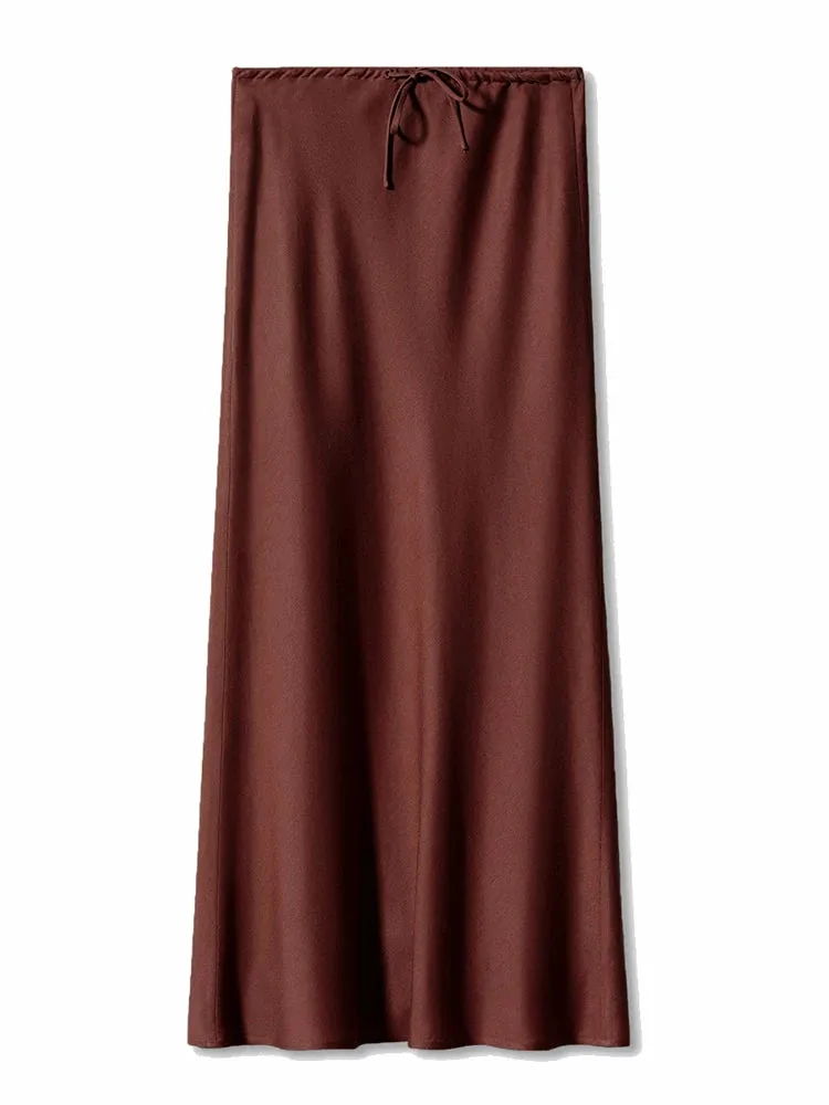 Spring Summer Straight Maxi Satin Silk Skirts