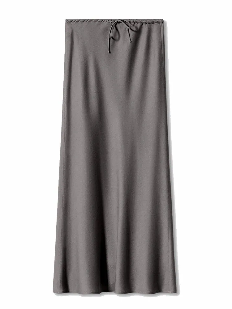 Spring Summer Straight Maxi Satin Silk Skirts