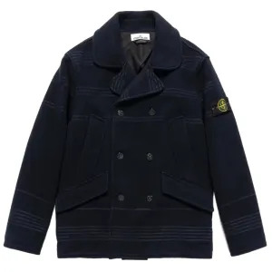 Stone Island Blue Wool Men Jacket