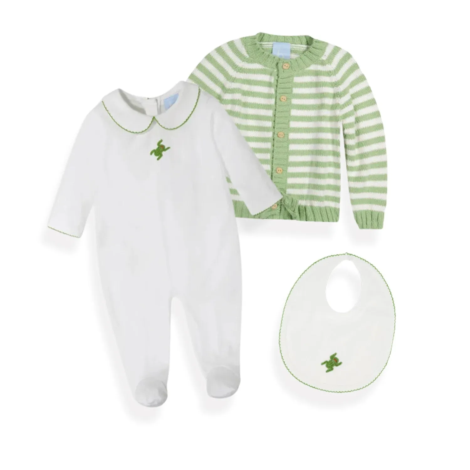 Striped Cardigan --Pistachio/Ivory Stripe