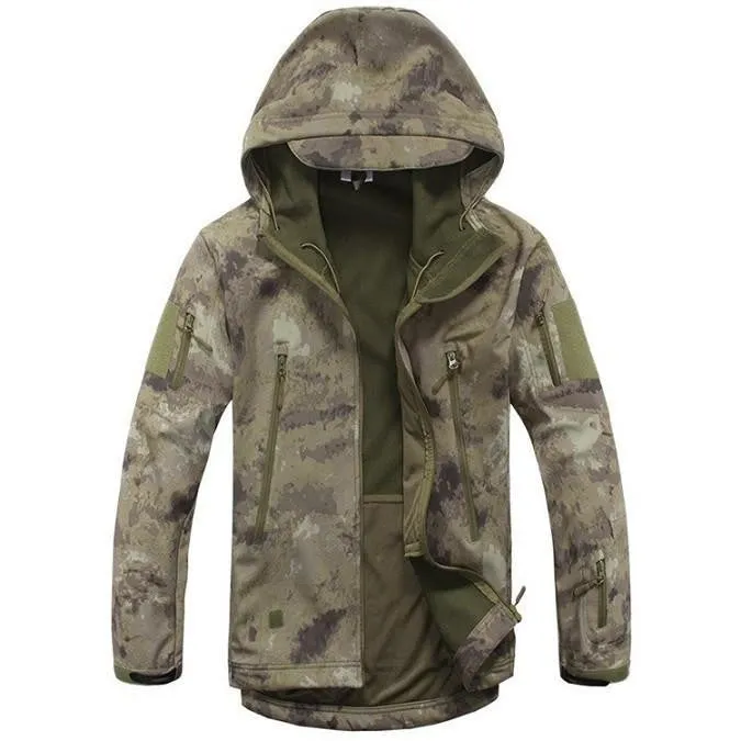 Tactical Snake Camouflage Army Jacket Men Military Shark V4.5 Waterproof Soft Shell Outdoors Jackets Fleece Hooded Camo Clothes