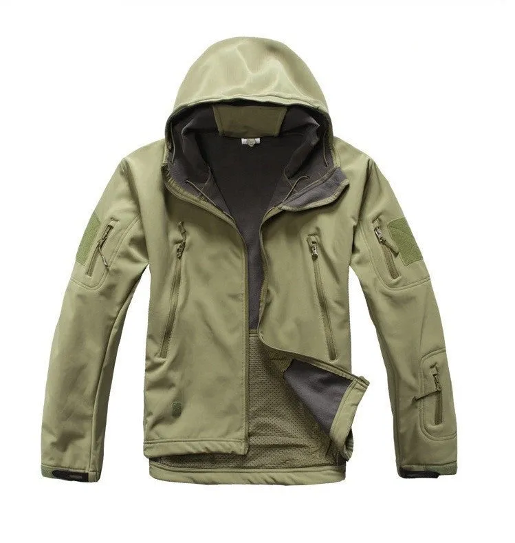 Tactical Snake Camouflage Army Jacket Men Military Shark V4.5 Waterproof Soft Shell Outdoors Jackets Fleece Hooded Camo Clothes