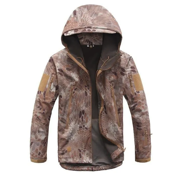 Tactical Snake Camouflage Army Jacket Men Military Shark V4.5 Waterproof Soft Shell Outdoors Jackets Fleece Hooded Camo Clothes