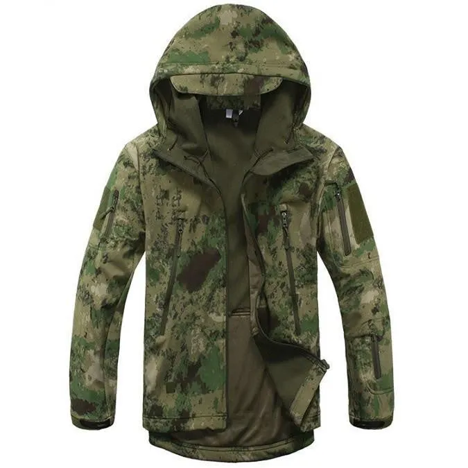 Tactical Snake Camouflage Army Jacket Men Military Shark V4.5 Waterproof Soft Shell Outdoors Jackets Fleece Hooded Camo Clothes